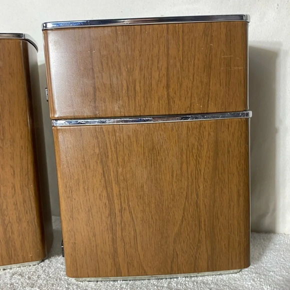 Vintage GSW MCM Faux Wood Metal Canister Set Sugar Flour Coffee Tea - Picture 3 of 14